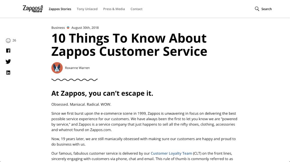 Zappos Customer Service Philosophy