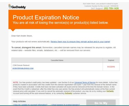 Membership Expiration: GoDaddy