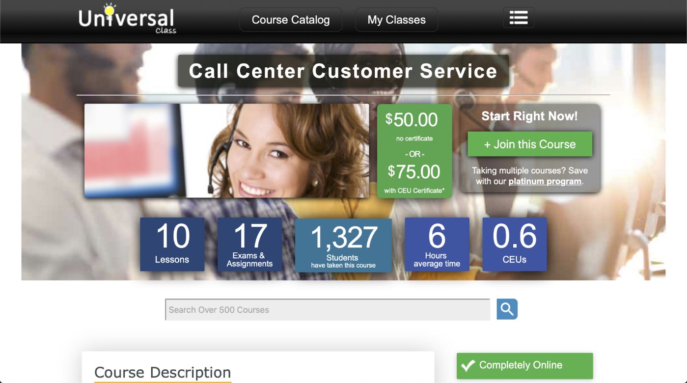 Call Center Customer Service - Universal Class