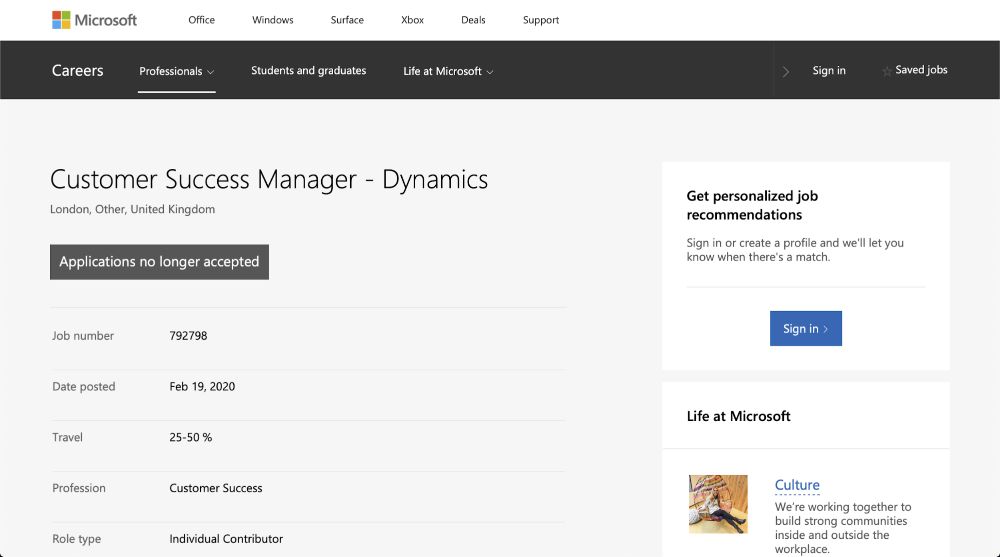 Customer Success Manager: Microsoft