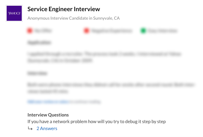 Yahoo Service Engineer Interview