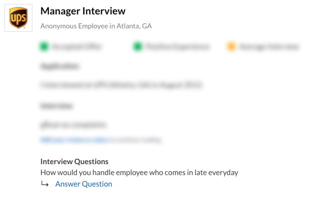 UPS Manager Interview