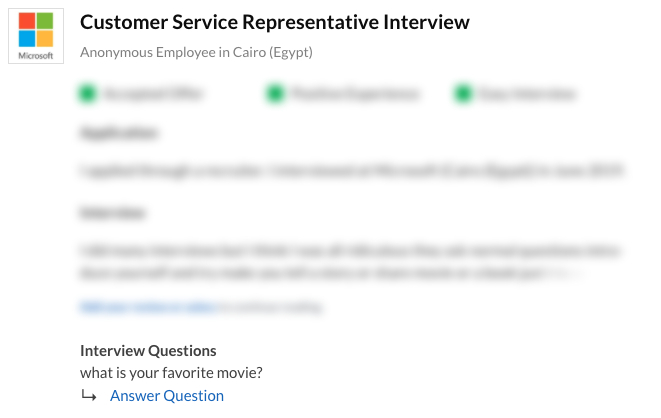 Customer Service Representative Interview