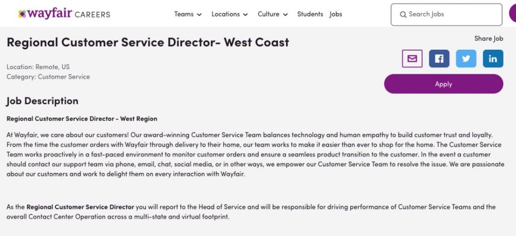 Customer Service Director Job Description