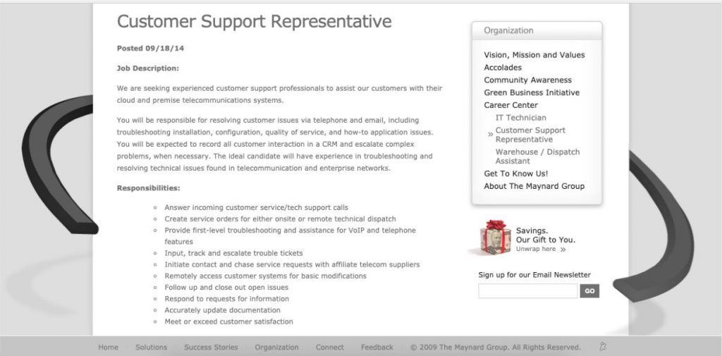 Customer Support Representative Job Description