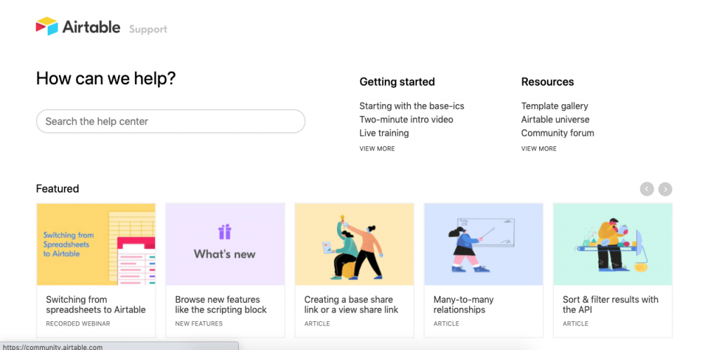 Airtable knows that a lot of its strength comes from its users, so it has a very active community in its knowledge center