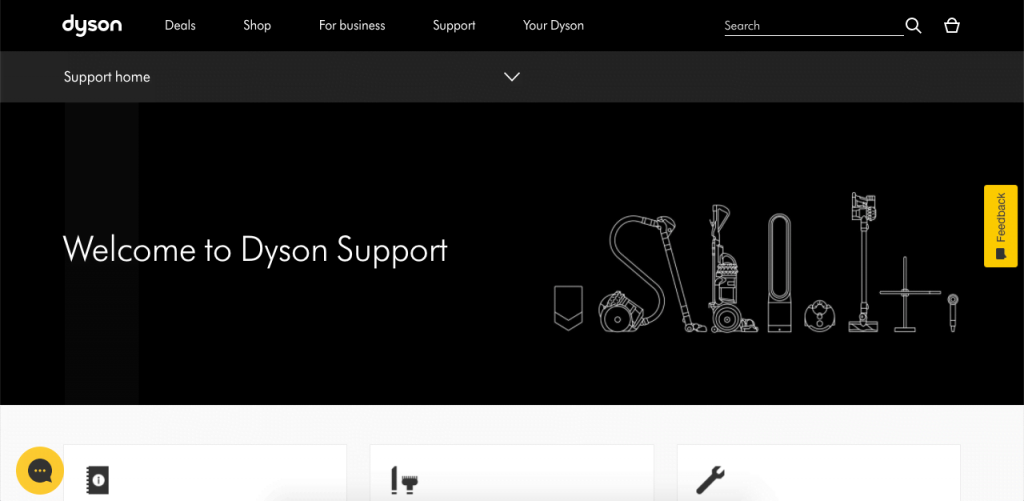 Dyson customizes their user experience by country so that each user will easily be able to find the right products.