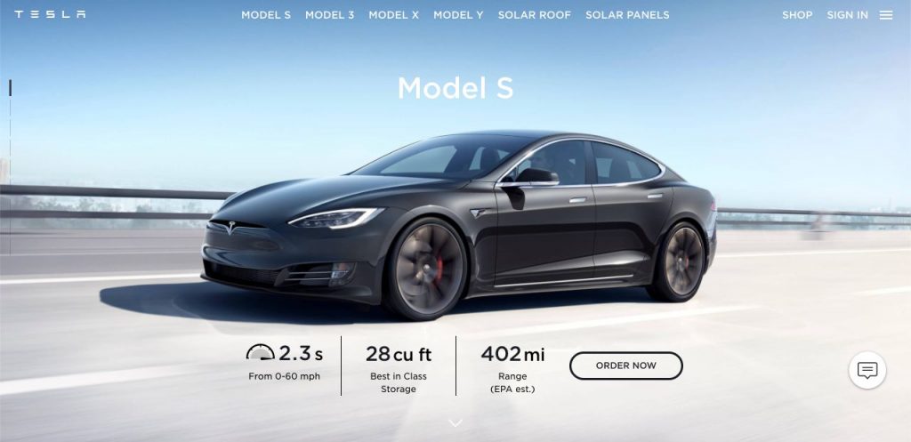 Instead of showing people the price of its vehicles, Tesla focus on showing the branding, quality and overall value.