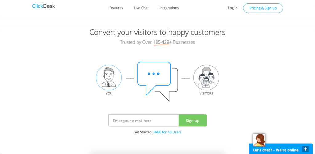 ClickDesk is also one of the few chat services to offer video chat services in its pro plan, which also includes post-chat surveys, reports, and chat history.