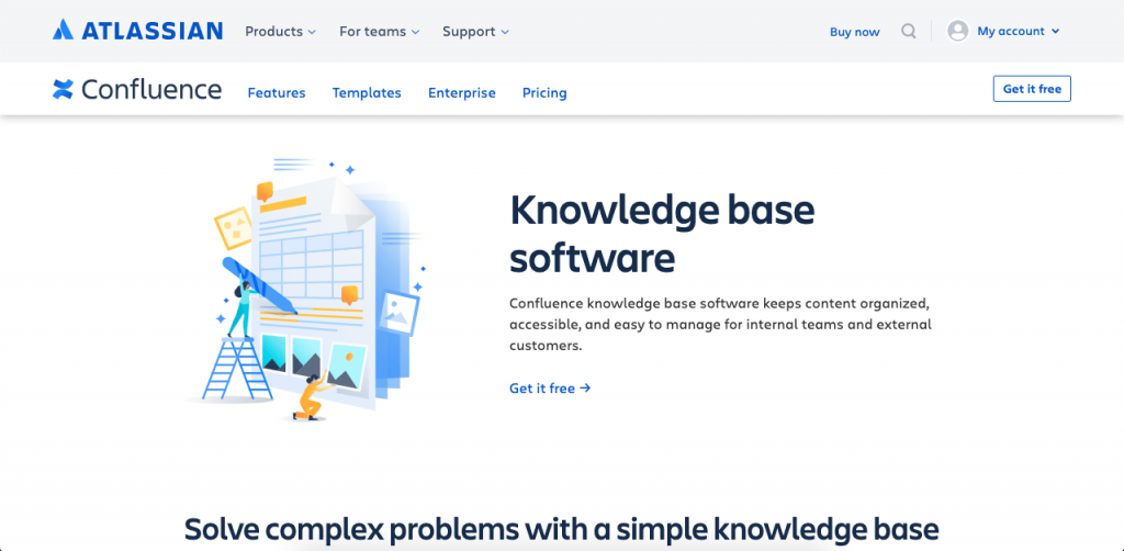 Atlassian Confluence is the company behind popular business tools like Jira and Trello, so its knowledge base solution is just as intuitive and as user-friendly as you’d expect.