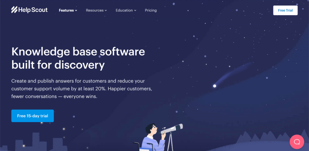 Help Scout is a simple knowledge base solution with a powerful free version, which is great for freelancers and small businesses that can’t really afford to pay a lot of money for their knowledge bases.