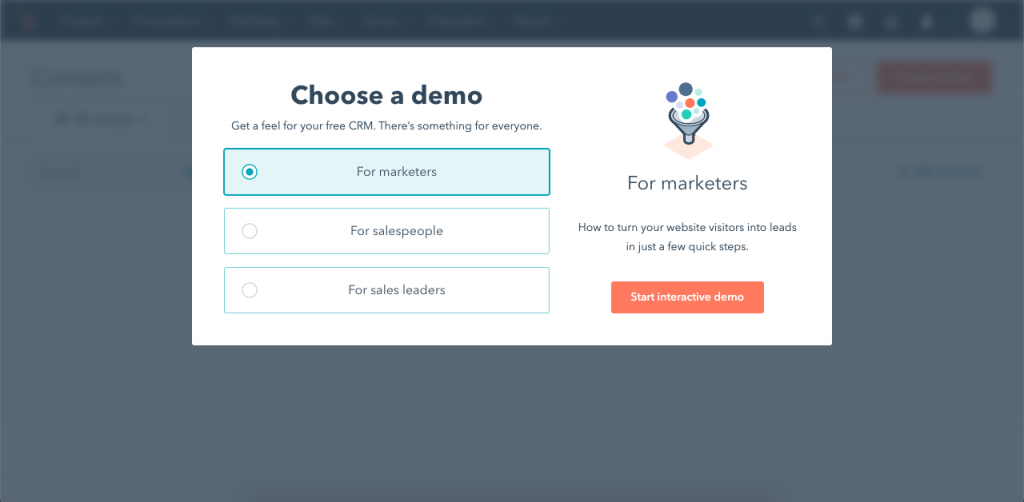 HubSpot is a leading CRM that needs no introduction. However, HubSpot doesn’t take its fame for granted. Instead, HubSpot leads its users through every step to sign up.