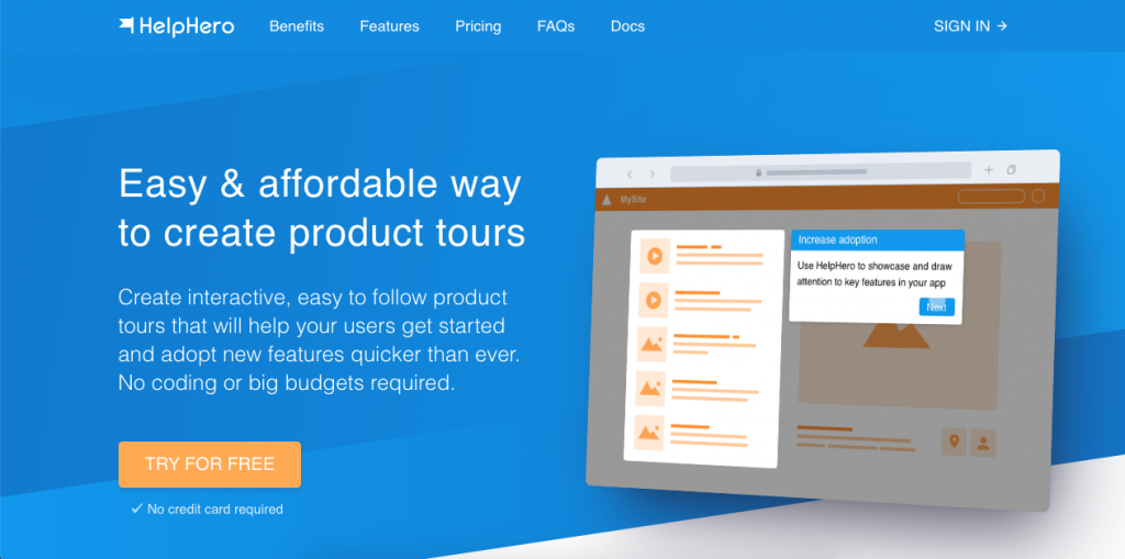 HelpHero is a powerful and affordable product tour tool.