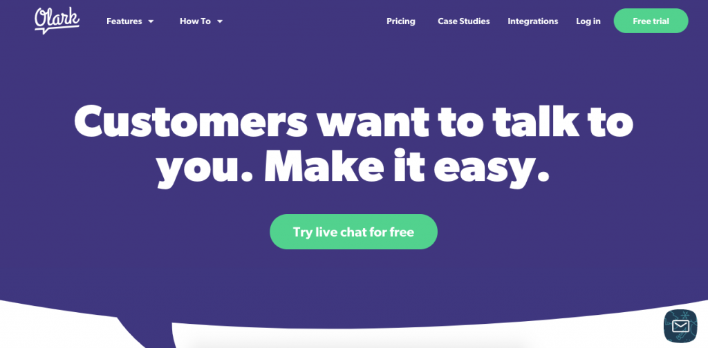 With Olark, users get an easy-to-use live chat function to connect with customers.