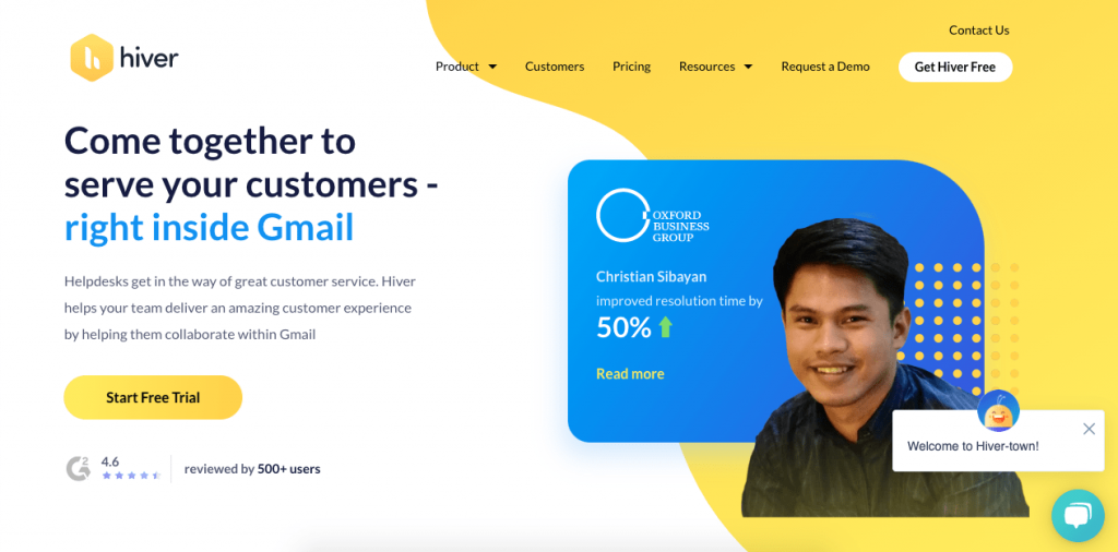 Hiver is a Gmail-focused customer service platform that’s great for team collaboration. 