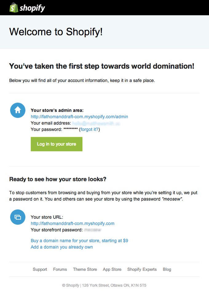 A simple playful sentence in bold text can pop out and set the tone you want to convey like Shopify does here