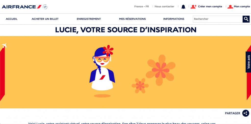 In 2018, Air France created Lucie, a Facebook customer support chatbot designed to help users plan their trips.