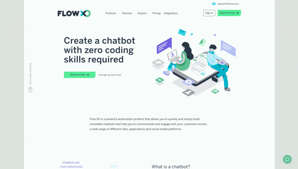 Flow XO is a chatbot building platform that can be used for multiple channels.