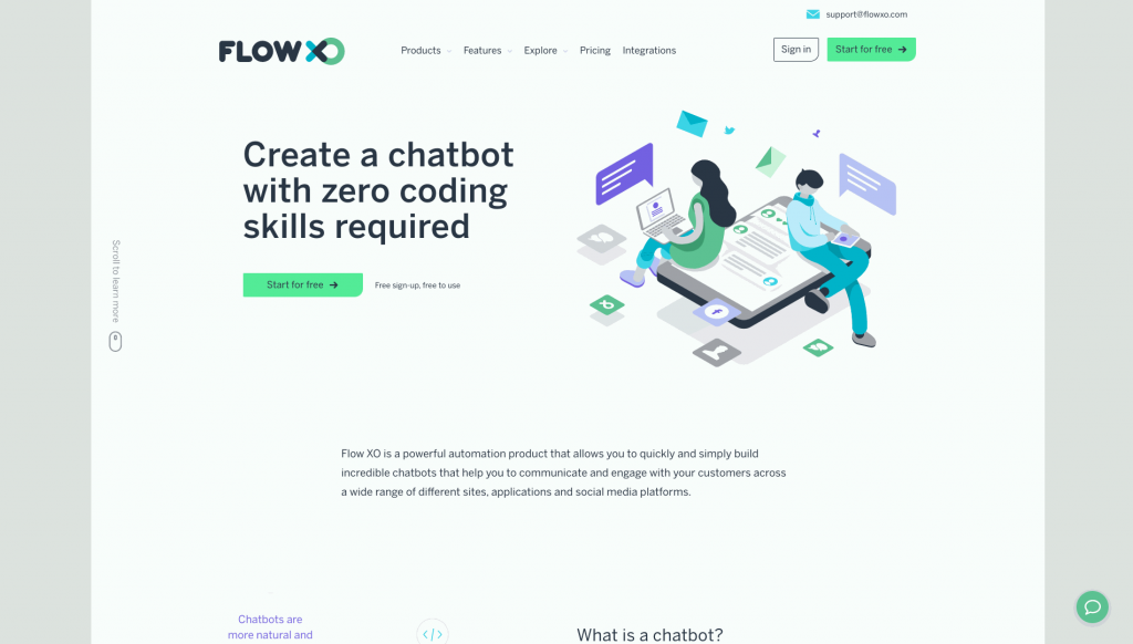 Flow XO is a chatbot building platform that can be used for multiple channels.
