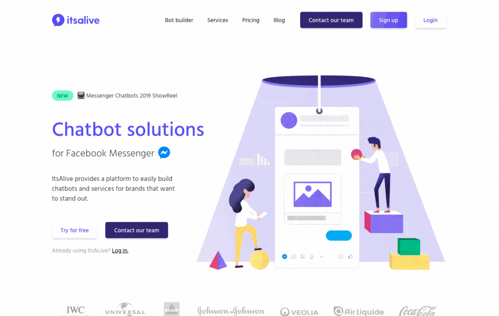 ItsAlive is a French startup focusing on simplified chatbot creation for Facebook Messenger.