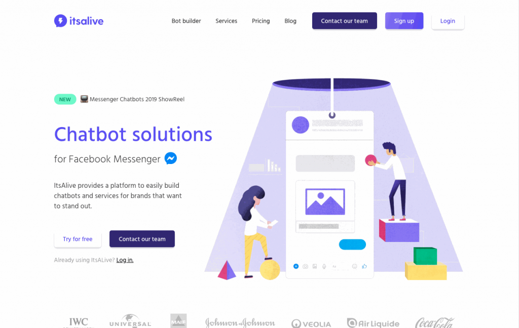 ItsAlive is a French startup focusing on simplified chatbot creation for Facebook Messenger. 