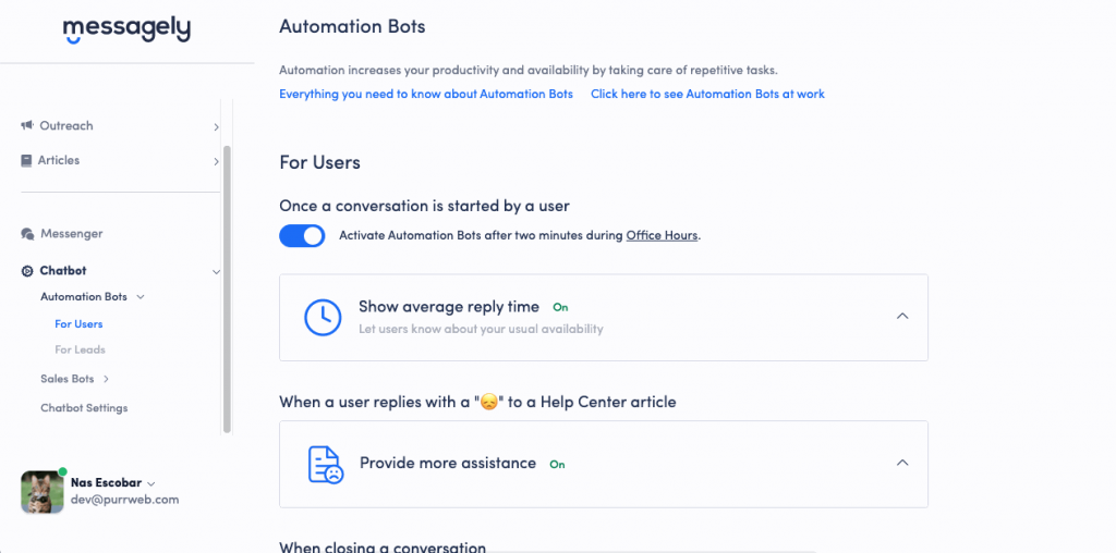 Begin by choosing the main goal your chatbot should work to achieve.