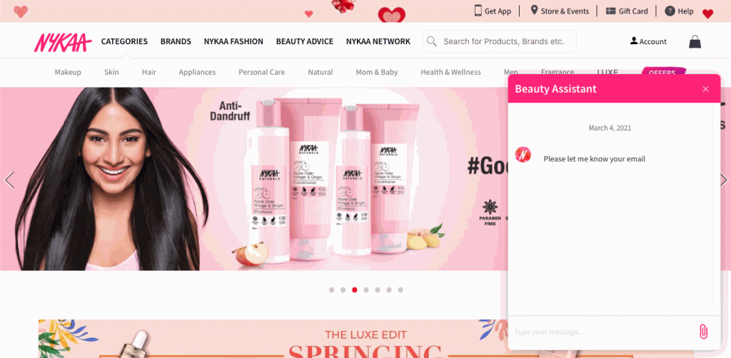 Instead of going for a very simple chatbot, Nykaa went with a personalized Beauty Assistant, 
