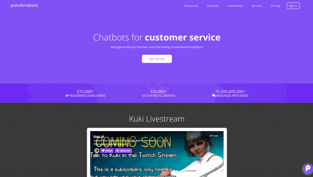 PandoraBots allows users to create chatbots with a deeper level of capabilities.