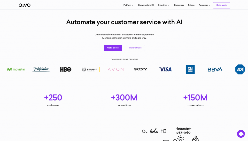 Aivo allows users to build AI-powered chatbots that can engage with customers through voice and text, in multiple languages