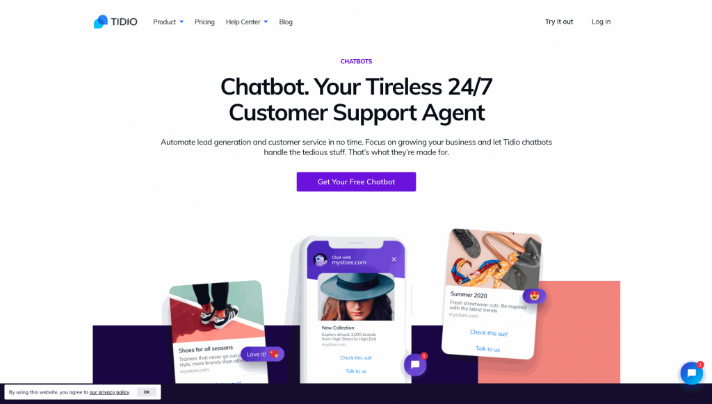 Tidio is a popular 3-in-1 platform that allows you to use live chat, email marketing, and chatbots.