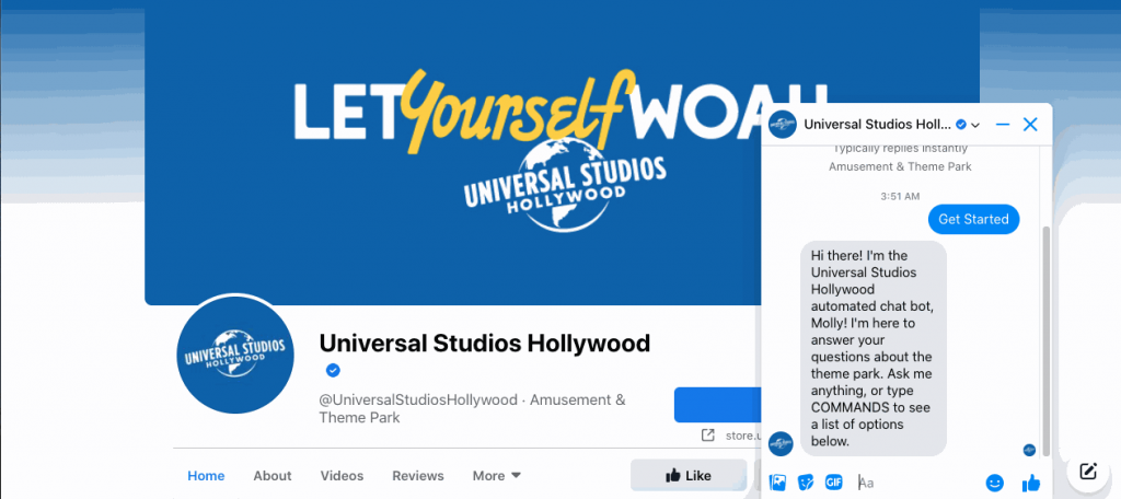 Universal Studios has a powerful Facebook chatbot that users want to interact with.