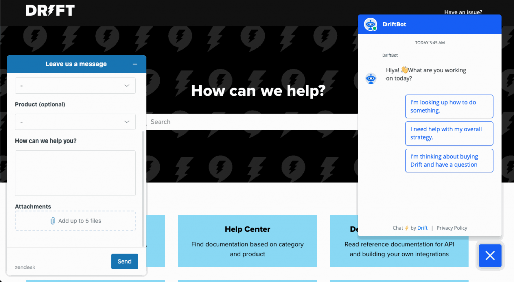 Drift’s customer support is reported to be excellent