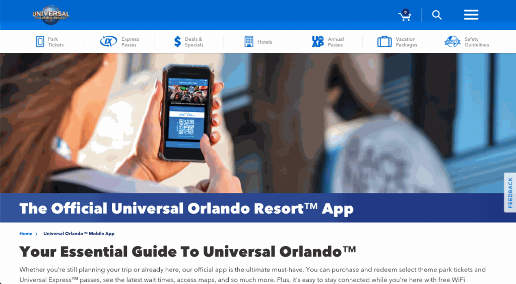 Universal Studios uses in-app messages to enhance their customer experience