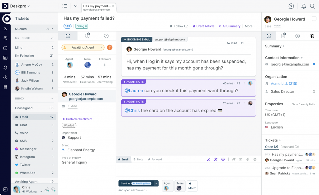 Deskpro dashboard screenshot