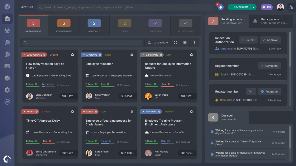 InvGate Service Management dashboard screenshot